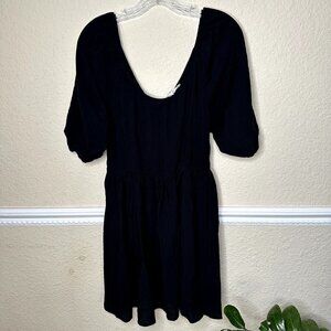 Mia Joy Womens Pleated Fit and Flare Dress Size Medium Black Scoop Neck